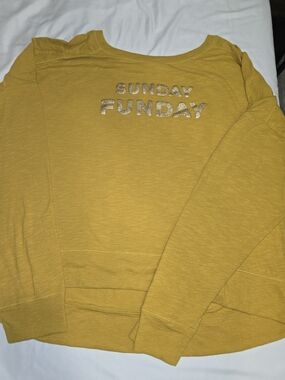 Women's Secret Treasures Mustard Yellow 'Sunday Funday' Long Sleeve Top